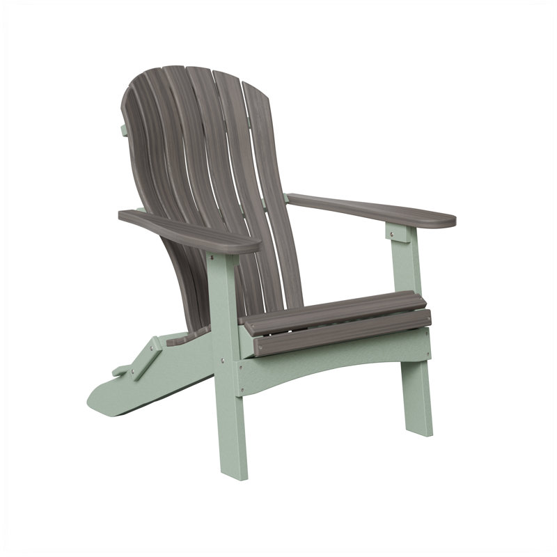 Berlin Gardens Contour Folding Adirondack Chair, Coastal Gray with Seafoam