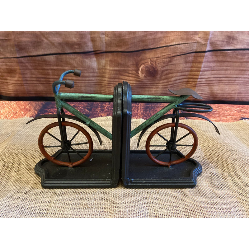 Ensemble de 2 serre-livres bicyclette rétro en métal multicolores