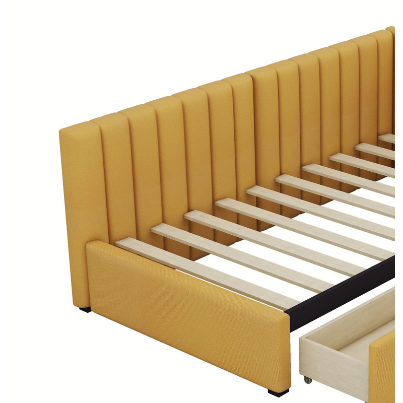 Mauda Upholstered Platform Storage Bed, Yellow