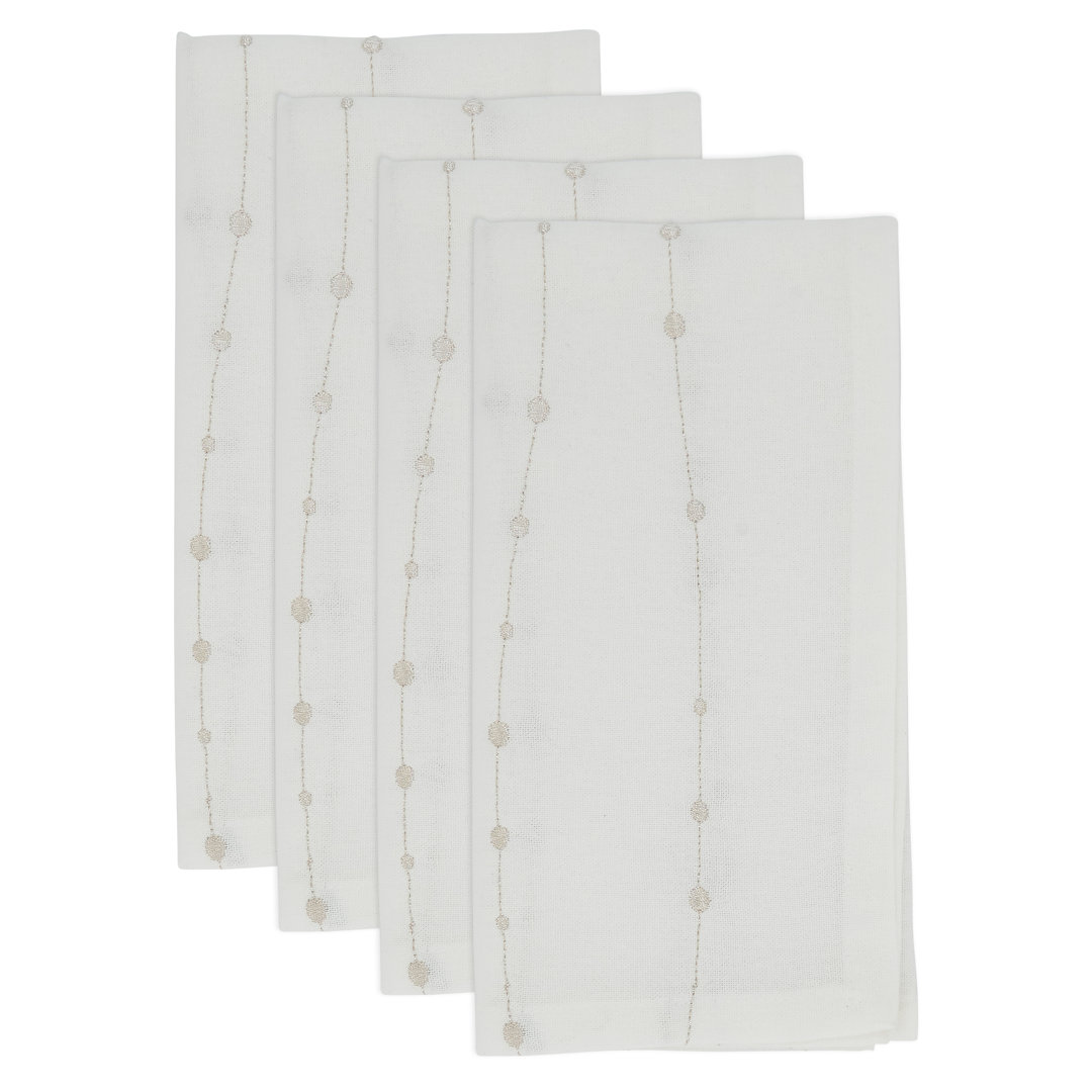 Cristaux Collection Cotton Embroidered Square Napkin (Set of 4) Saro
