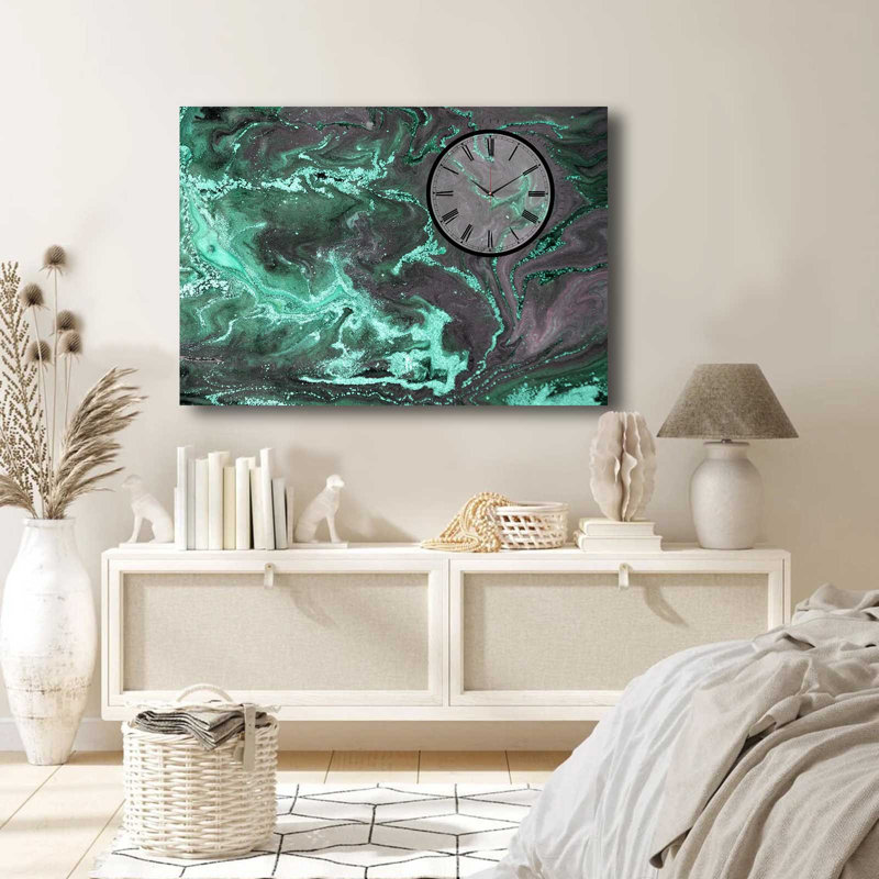 Horloge murale élégante en toile 27,6 po x 39,4 po | Toile 100% suède avec cadre 100% bois (épaisseur: 1,1 pouce) | Parfait pour la décoration intérieure, garde-temps élégant pour le salon et le bureau, design unique