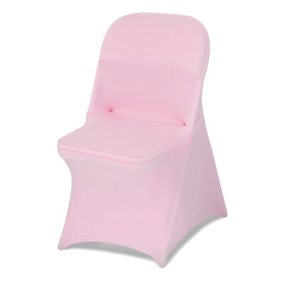 Pink Chair Covers, Polyester Spandex Chair Cover, Stretch Slipcovers for Wedding Party Dining Banquet Flat-Front Chair Covers, Fits Chair Measures up to 17.72 x 18.11 x 30.31 inch