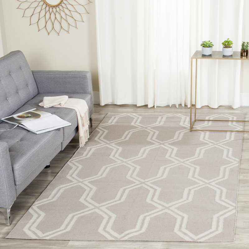 Normal Geometric Wool Hand Woven Area Rug, Rectangle 122 x 183 cm