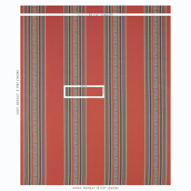 Markova Stripe Fabric, Red