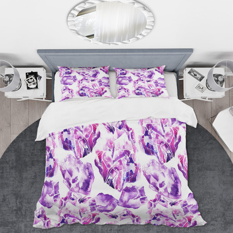 Ensemble de housse de couette moderne en polyester microfibre Rerry Magic Purple Crystals II