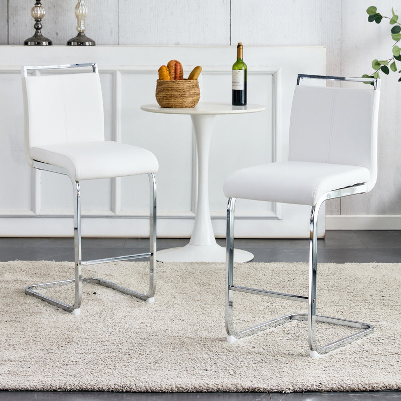 Chatrice 25'' Faux Leather Bar Stool, White