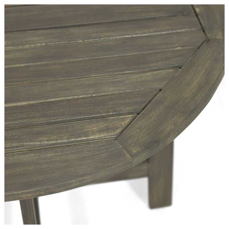Table bistro semi-ronde pliante en bois d'acacia peu encombrant pour terrasse, finition grise