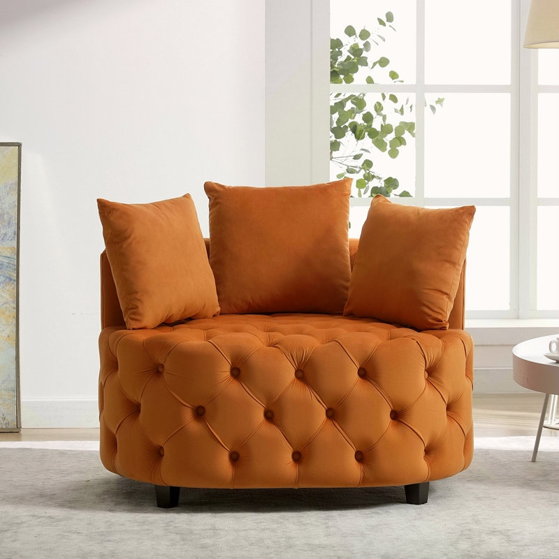 Meuble, fauteuil d'appoint / fauteuil demi-tonneau classique pour salon / fauteuil de loisir moderne, Orange