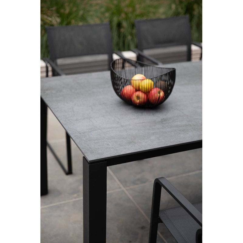 Machar Outdoor Dining Table, 39.38" W x 110.25" L x 29.5" H, Black, Gray