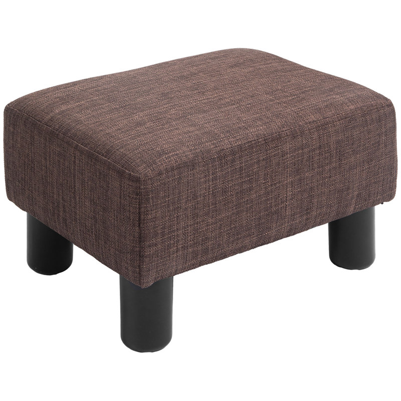 40cm Wide Tufted Solid Colour Footstool Ottoman, Brown