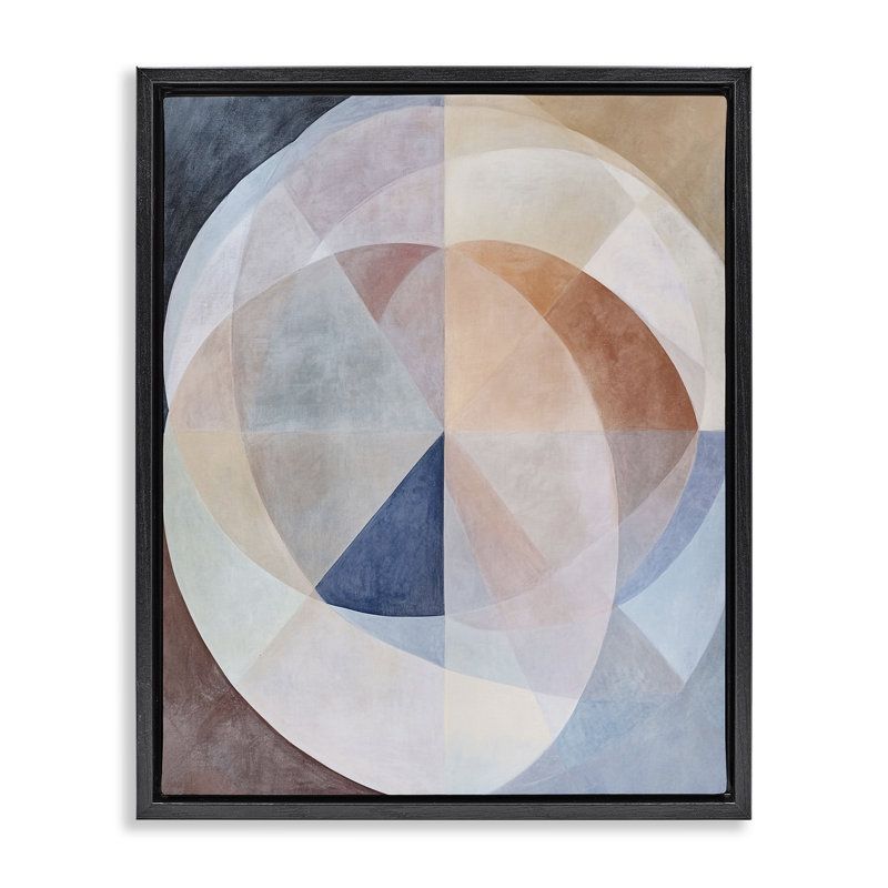 Cadre flottant courbé à motif géométrique pastel, design par Ramona Murdock, H 21 po x l 17 po, Cadre flottant noir de jais