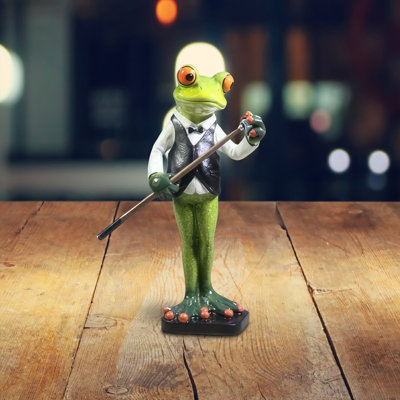 6.75"H Frog Pool Player Figurine