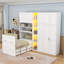 Lit escamotable simple avec garde-robe intégrée et tablettes, éclairage DEL-130036626