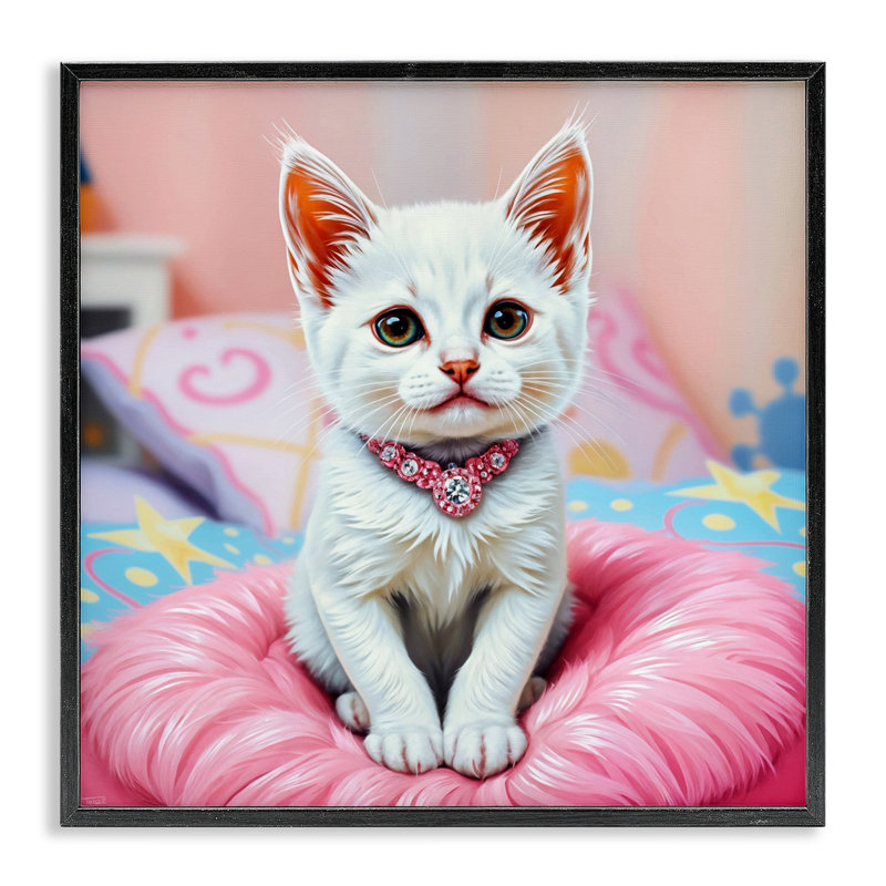 «Diamonds & Cuddles Kitten», estampe numérique, conception de Tabz Jones, Giclée encadrée noir minuit, H 12 po x l 12 po