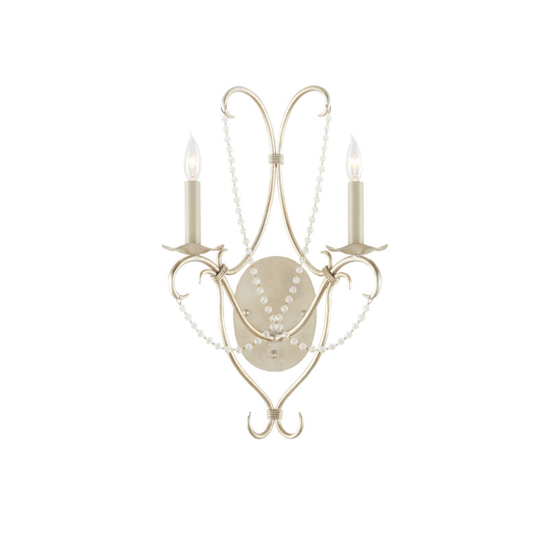 Applique murale à 2 lumières Crystal Lights, Feuille d'argent