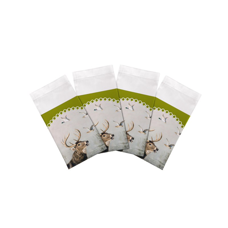 English Stag Cotton Sateen Dinner Napkins, Chartreuse
