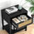 Wood Nightstand Mid-Century Modern End Table with Storage Drawer Rattan Bedside Table(Set of 2)