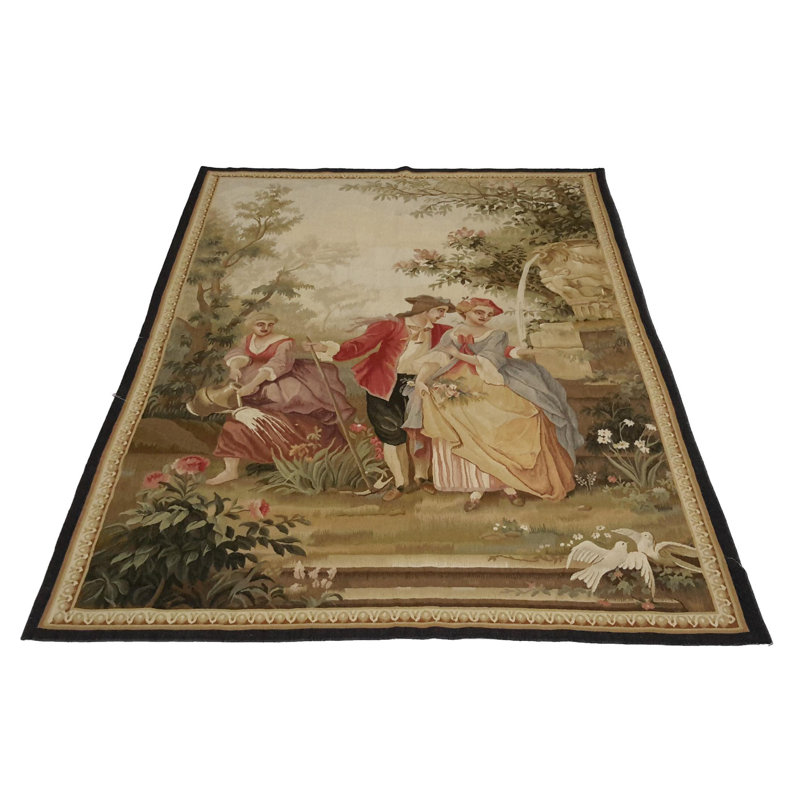 Tapis vert / rouge / jaune sans motif à la main 4 pi x 6 pi 3 po
