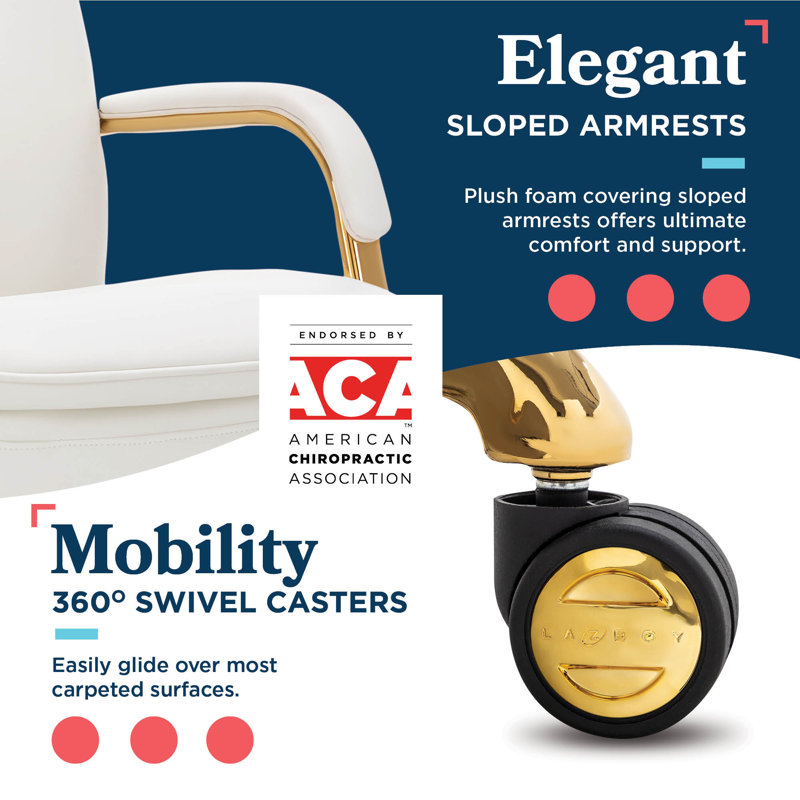 Opus Leather Swivel Executive Office Chair, Gold, White