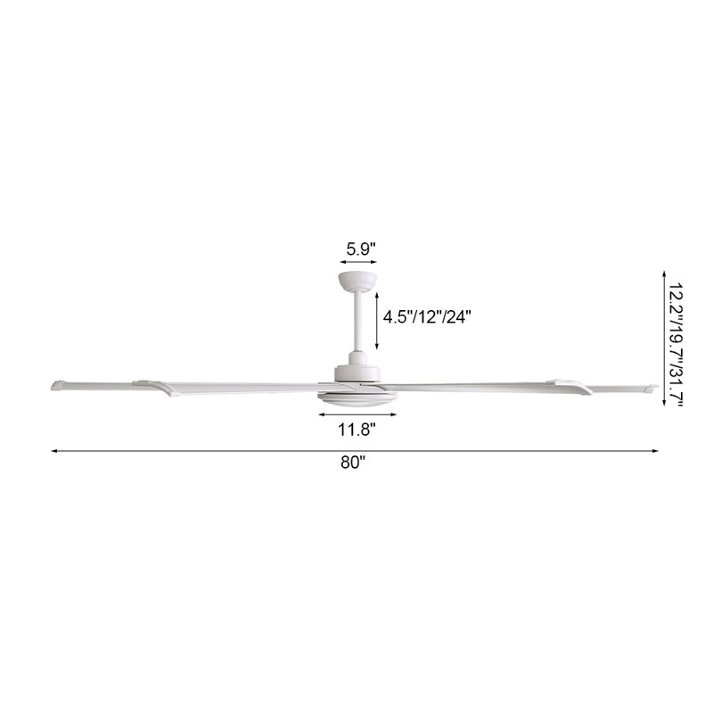 80" 8- Aluminum Blades Dc Indoor Ceiling Fan With Remote, White