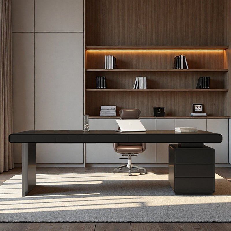 Bureau d'étude minimaliste, H 29,53 po x l 86,61 po x P 27,56 po