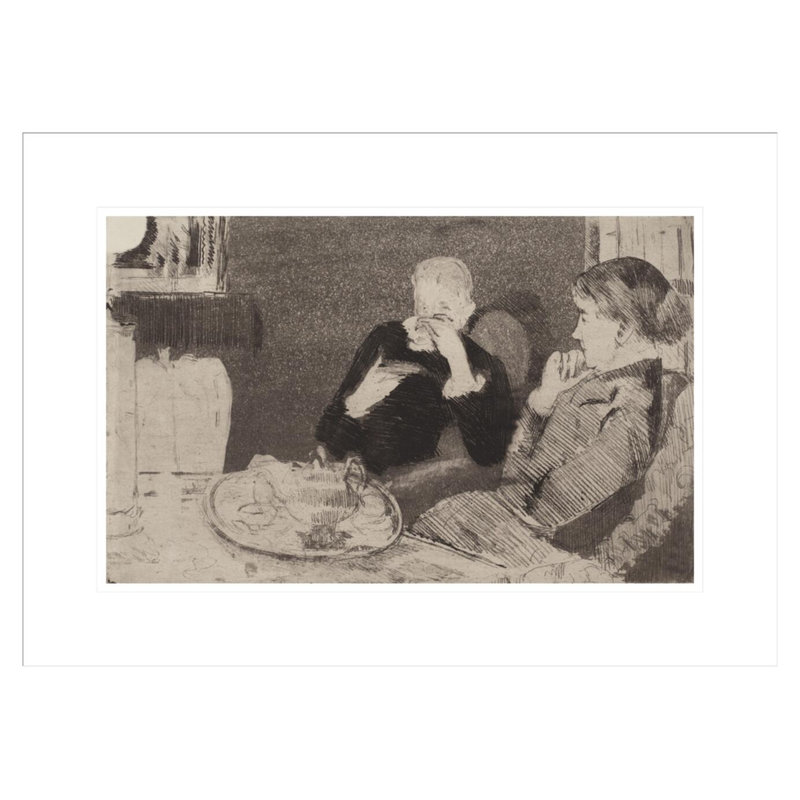 «Lydia and Her Mother at Tea» par Mary Cassatt, impression giclée encadrée, H 15,74 po x l 21,75 po