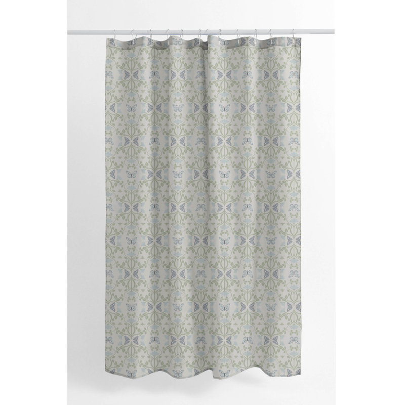 Bees & Butterflies Ultra-Thin Lightweight Shower Curtain, Blue/Green/Ivory