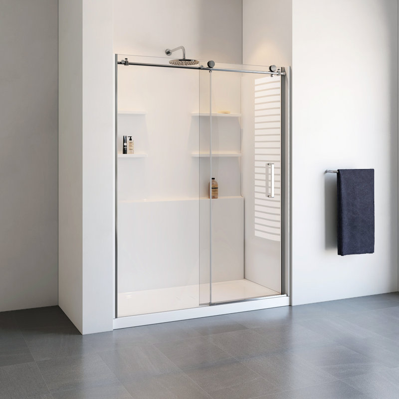 32.1'' W 78.7'' H Framed Rectangle Double Slide Shower Enclosure, Chrome