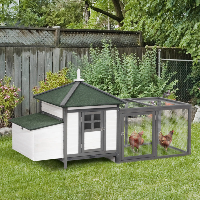 Poulailler 77 po en bois gris avec aire de nidification, chambre de poulet Easy Interior Design, ventilé