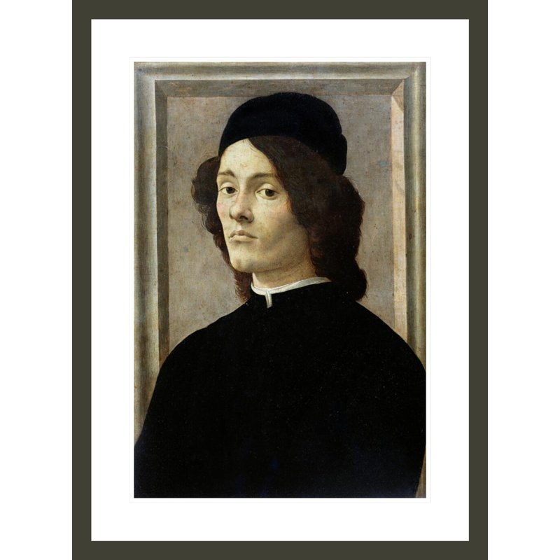 «Portrait of a Man» par Sandro Botticelli - Estampe numérique encadrée, H 29,5 po x l 21,92 po