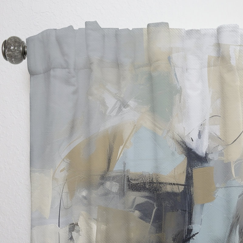 Beige et gris non lié créativité I - rideau à peindre - velours obscurcissant - 1 panneau, L 52 po x L 84 po