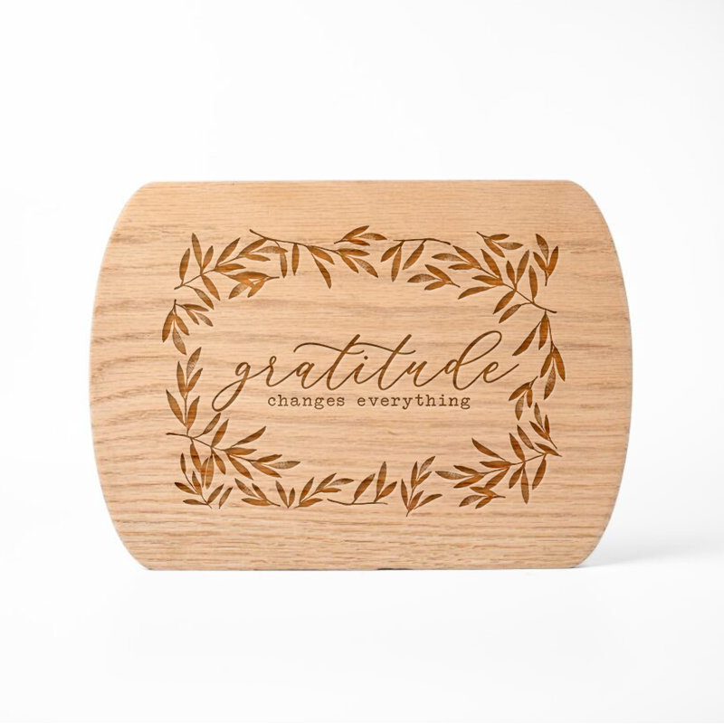 Gratitude Changes Everything 8 x 11 Redwood Oval Cutting Board, Redwood