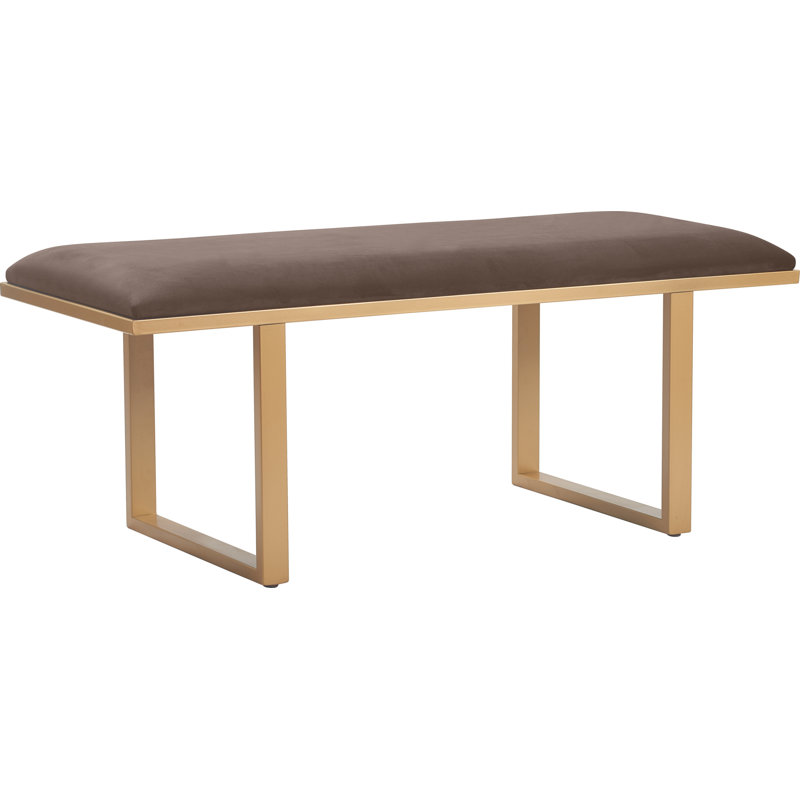 Elle Decor Remi Velvet Bedside Bench, Upholstered Ottoman, Easy Assembly, Chocolate Brown