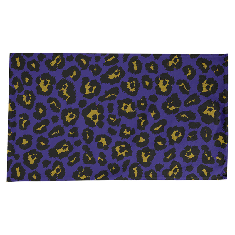 Nappe en mélange de coton à imprimé animalier, 102 po x 58 po, Mauve / noir / jaune