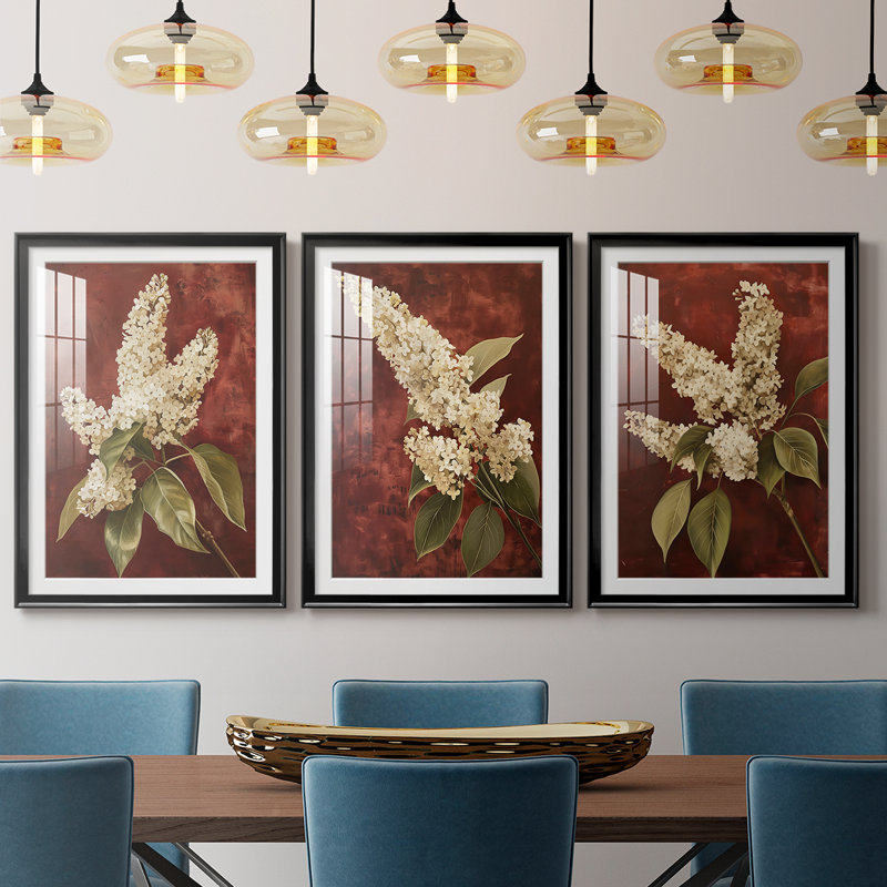 FLORAL Series CCII - Impression encadrée de qualité supérieure sur mesure mat - 3 pièces, H 27 po x l 39 po