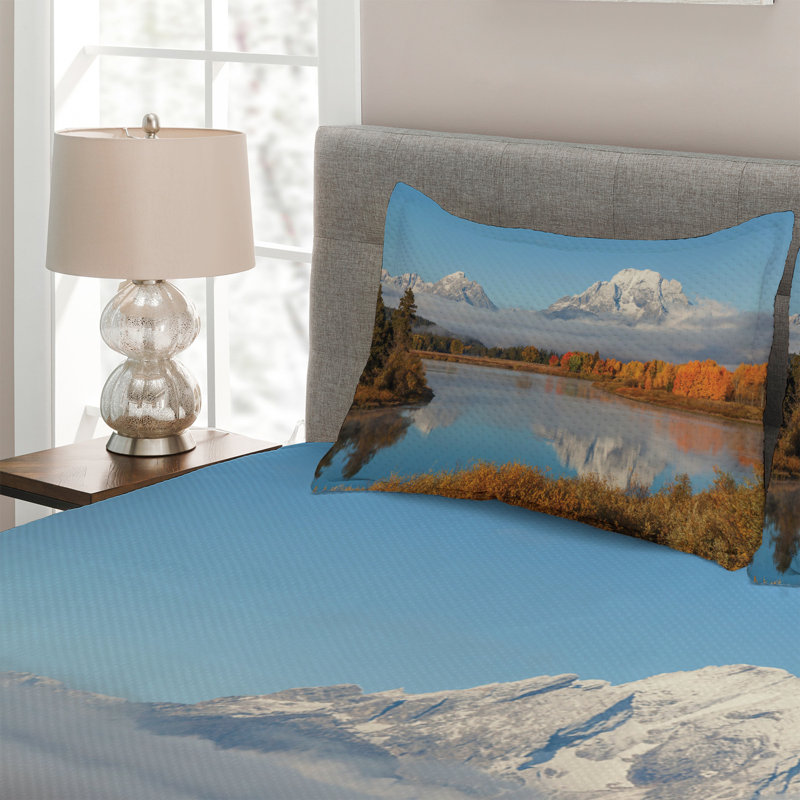 Landscape Polyester Coverlet, King Bedspread + 2 Shams