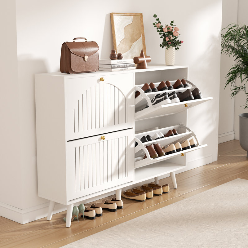 32 - Pair Shoe Storage Cabinet, Blanc