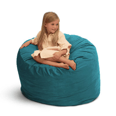  | 3 Ft Bean Bag Chair | Foam Filled - Removable Washable Cover, Teal Suede