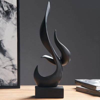 Flamme noire sculpture abstraite statue d'art moderne en résine pour le salon meuble télé étagère de bureau décorations figurines minimalistes centre de table