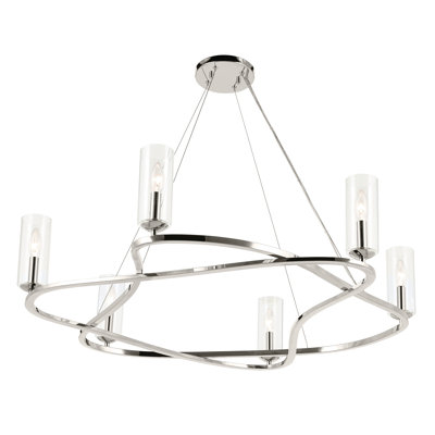 Lustre courbé moderne avec verre cylindrique transparent