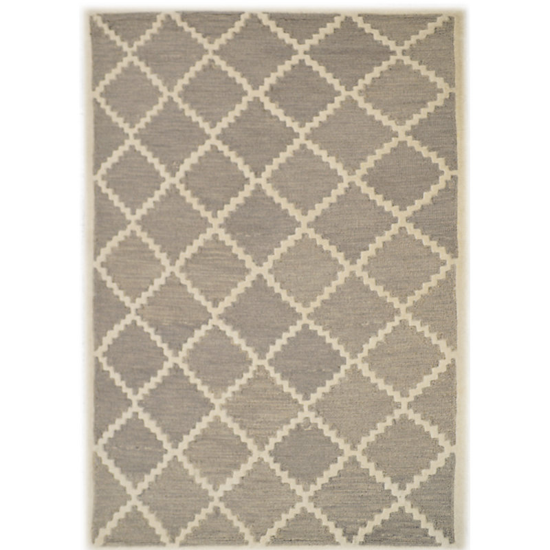 Romantic Geometric Wool Hand Woven Area Rug, Rectangle 153 x 244cm