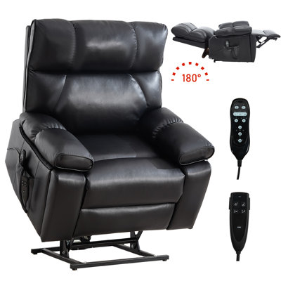 Grand fauteuil inclinable électrique à deux positions avec massage à la chaleur noir jusqu'à 350 LBS