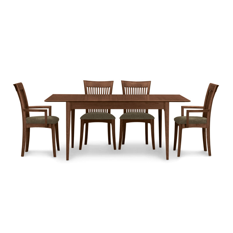 Sarah 5 - Piece Dining Set, Saddle Cherry, Slate (M10245) Fabric, 30" H x 48" W x 36" D