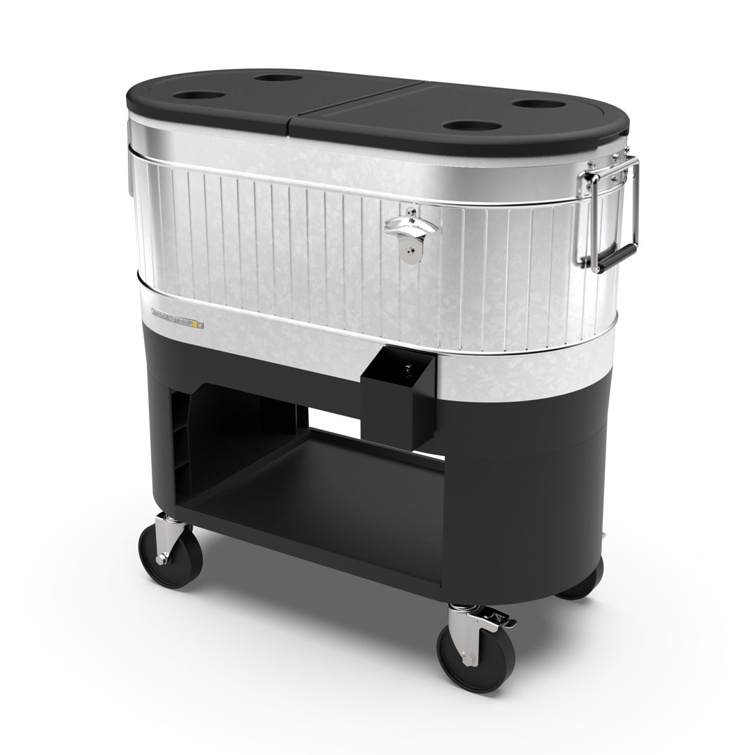 Permasteel 120-Qt Large Outdoor Cooler Cart on Wheels, Rolling Patio Cooler with Dividers for Separate Compartments Permasteel 
