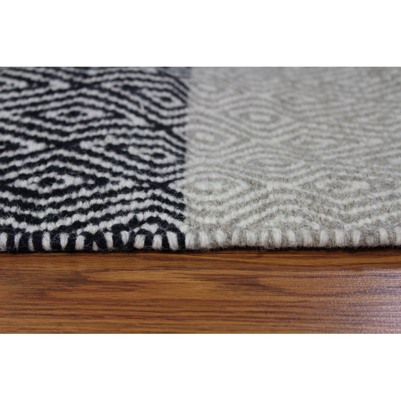 Tapis beige / brun / noir en laine touffeté à la main Borja, Rectangle 8 pi x 11 pi