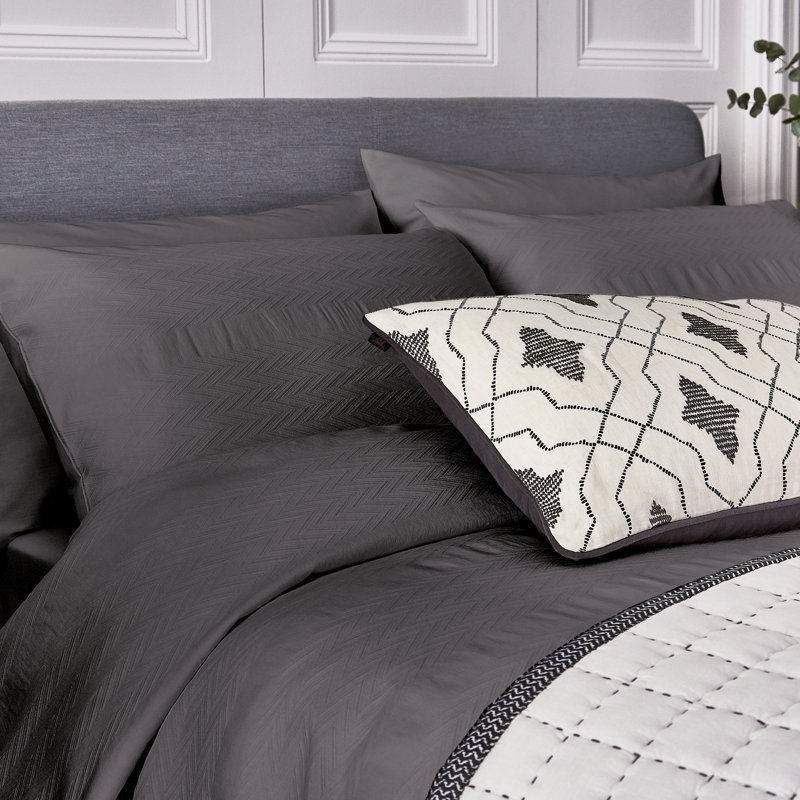 Kenza 263 TC Duvet Cover, Super King Duvet Cover, Carbon