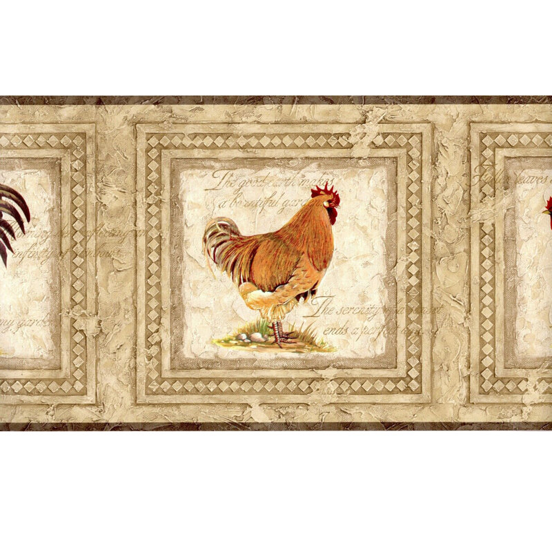 Country Farmhouse Chicken Rooster Wallpaper Border