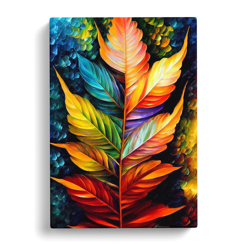 Attar Fern Leaf in Colour Vol.3 - Wrapped Canvas Graphic Art, 50cm H x 35cm W x 3cm D