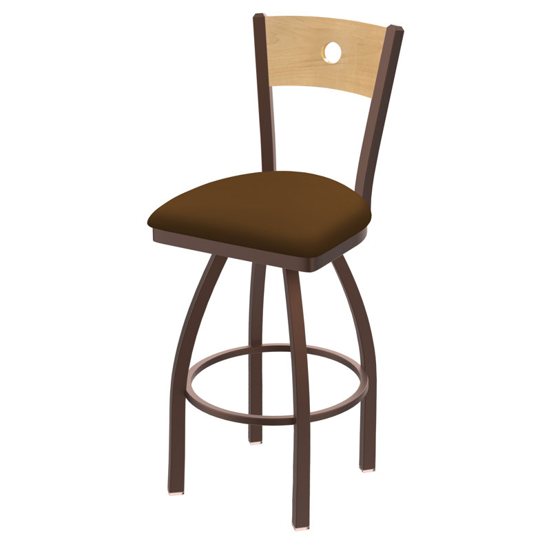 830 Voltaire Swivel Bar & Counter Stool, Natural Maple, Canter Thatch Vinyl / Black Wrinkle Frame