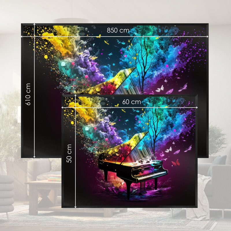 Single Picture Frame LED Illuminated Wall Art Wall Art on Glass / Aluminium, 50 cm H x 60cm W